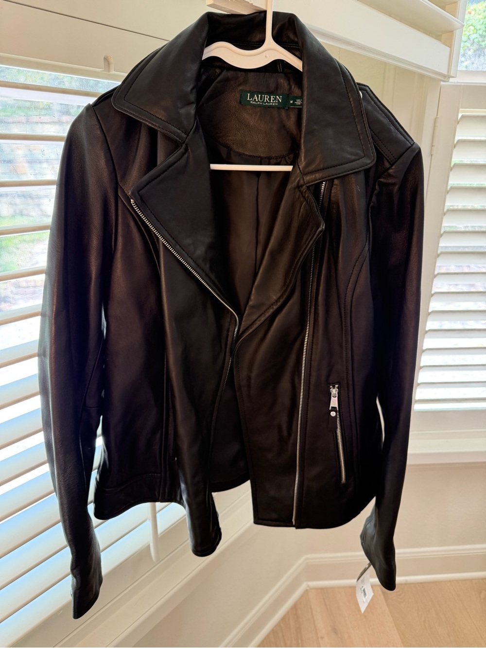 Ralph Lauren Black Leather Bomber Jacket